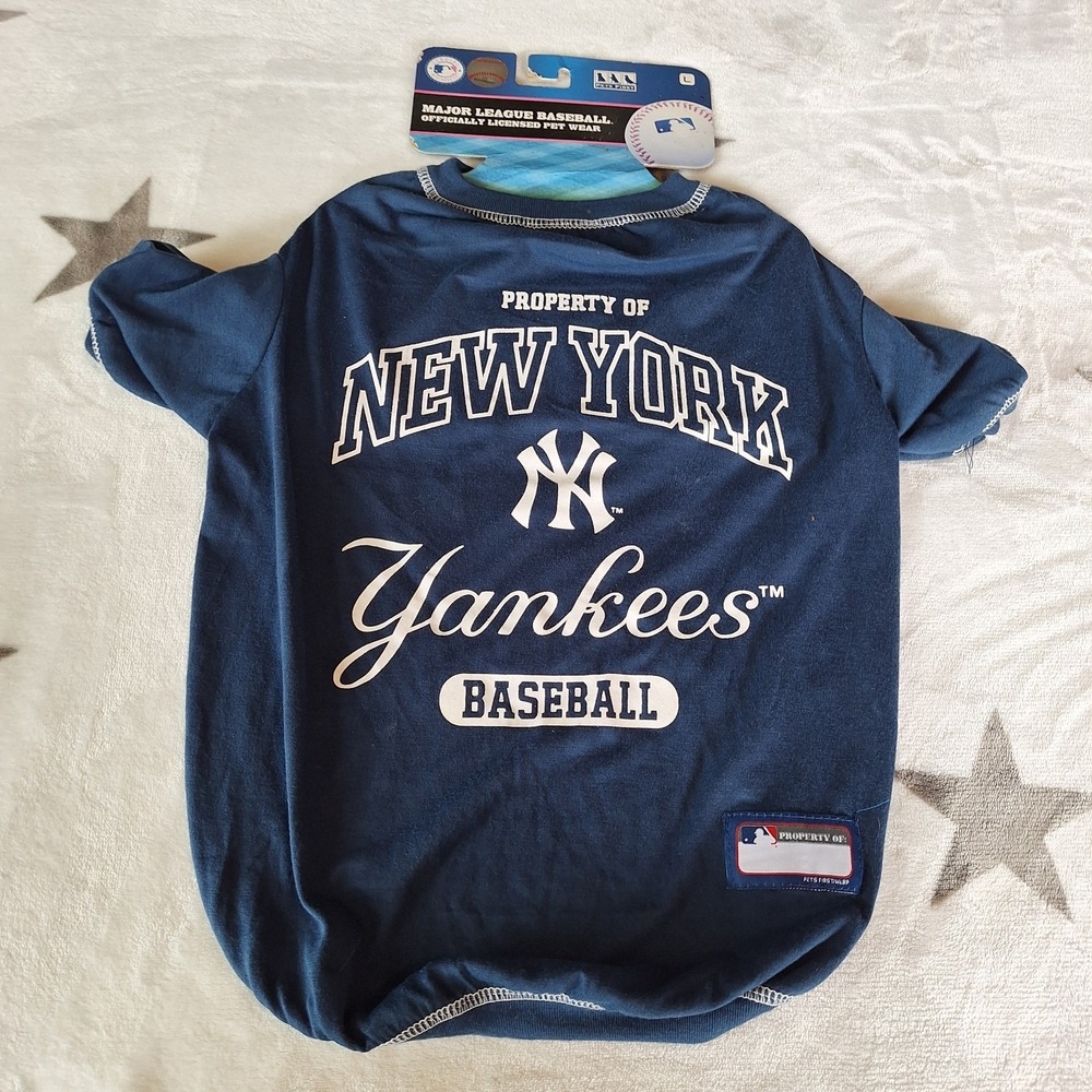 New York YANKEES MLB Property Premium Dog Pet Blue Shirt Size: L NEW